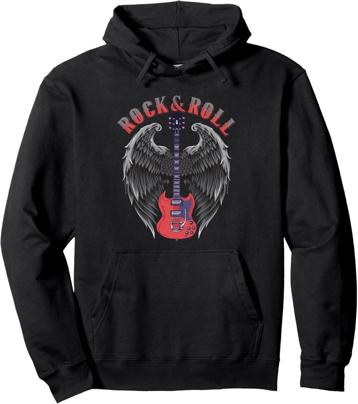 Vintage Retro 80er Jahre Musik Gitarre Flügel Rock & Roll Pullover Hoodie