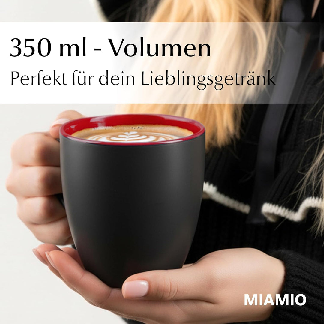 MIAMIO - 6 x 350 ml Kaffeetassen/Kaffeebecher Set - Tassen Set 6er Modern - Le Papillon Kollektion (