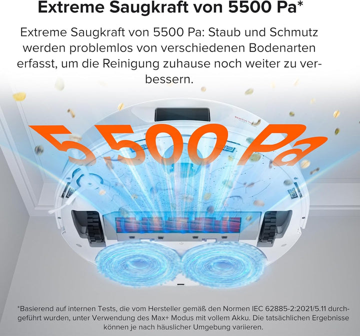 roborock Q Revo saugroboter mit wischfunktion,Extreme Saugkraft von 5500 Pa*,3D-Kartierung,Kartierun