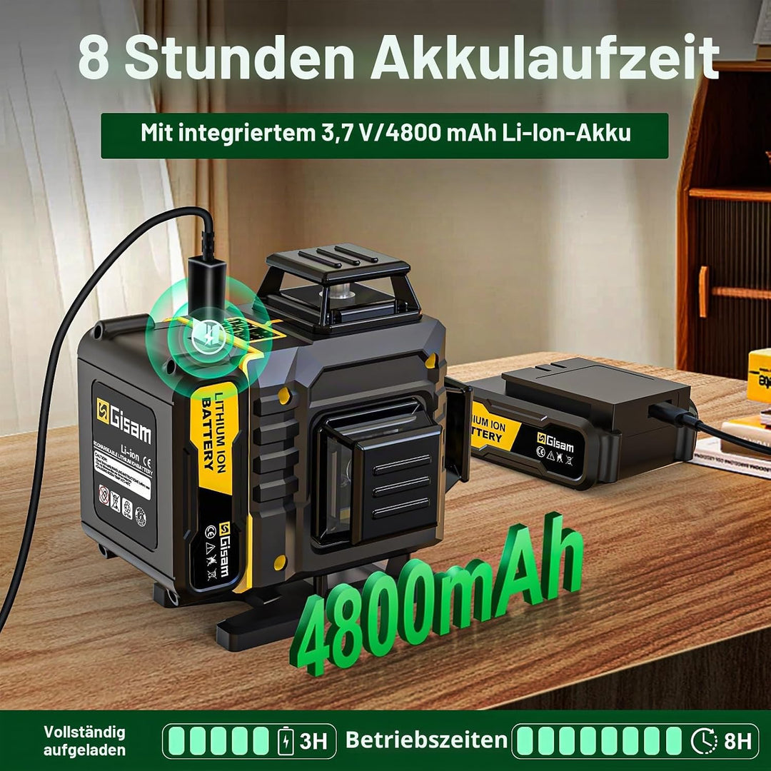 Kreuzlinienlaser mit Impuls-Modus,Multifunktionaler 4D-Laser mit 16 Linien, Fadenkreuz-Laser Wasserw