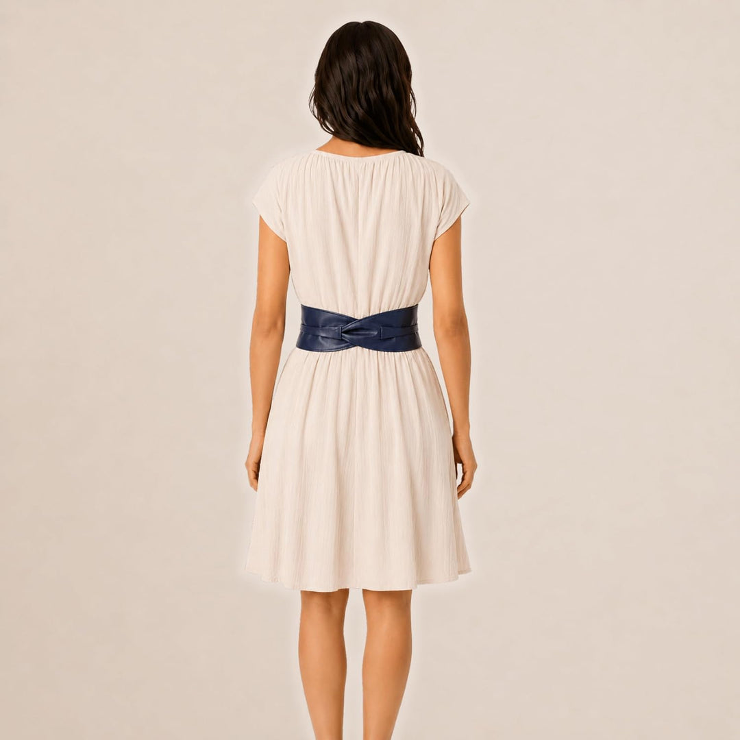 FASHIONGEN - Echtem Rindsleder Vollnarbenleder Obi Gürtel für Damen, Bindgürtel, CASSIANE S-M Blau M