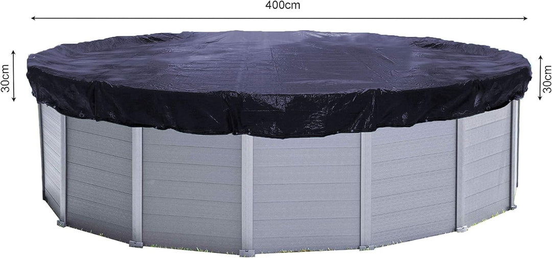 QUICK STAR Poolabdeckung Rund für 366-400 cm Pools | Planenmass Ø 460 cm | Schwarz | Sommer & Winter