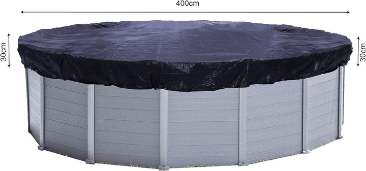 QUICK STAR Poolabdeckung Rund für 366-400 cm Pools | Planenmass Ø 460 cm | Schwarz | Sommer & Winter