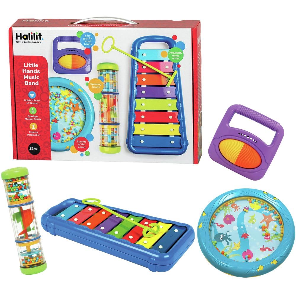 Halilit HL4000 - Baby Musik Instrumente, Xylophon Rassel Regenrohr Trommel