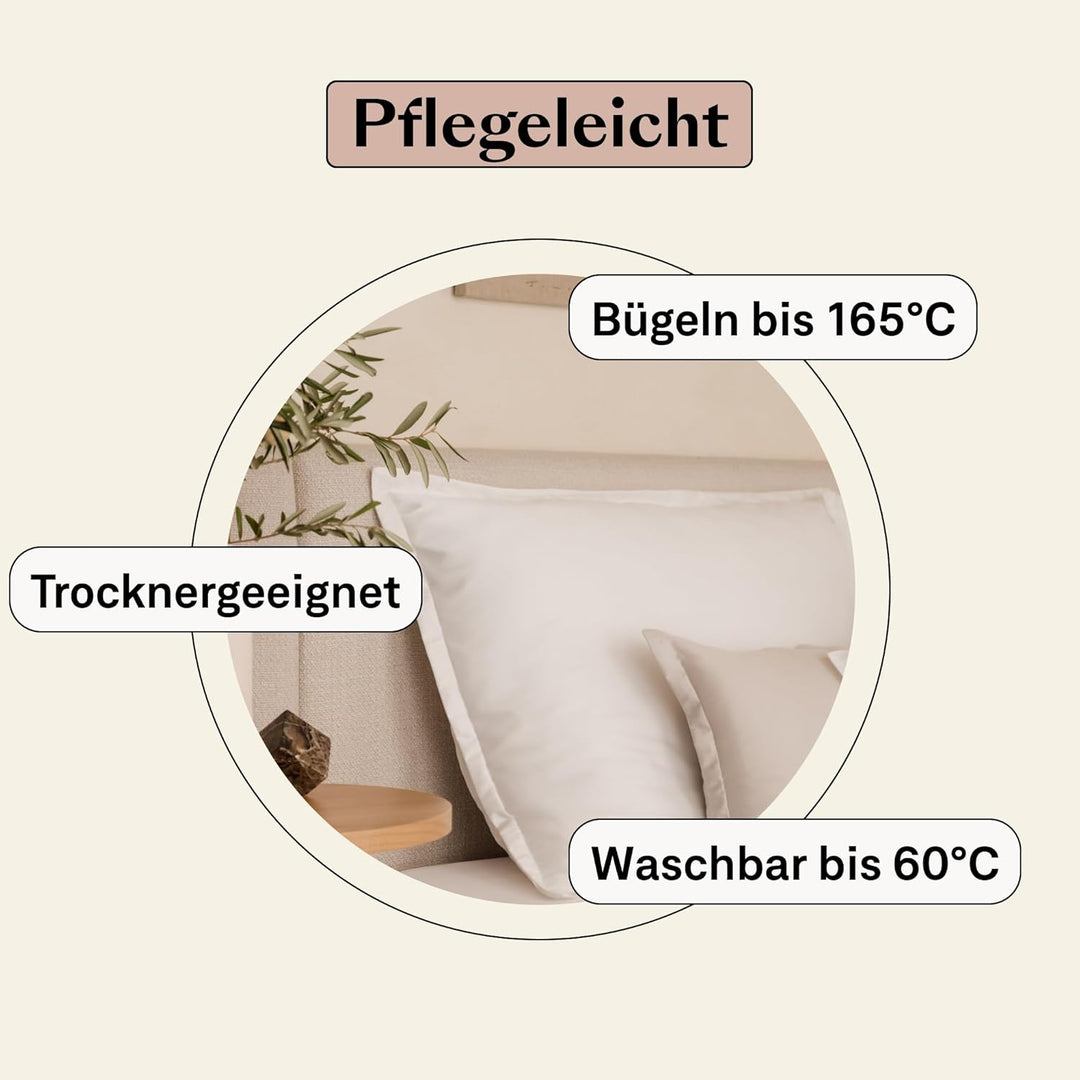 Amqua Mako Satin Kissenbezug 2er Set Kissenbezüge 40x80 cm, 100% ägyptische Baumwolle (Zertifiziert)