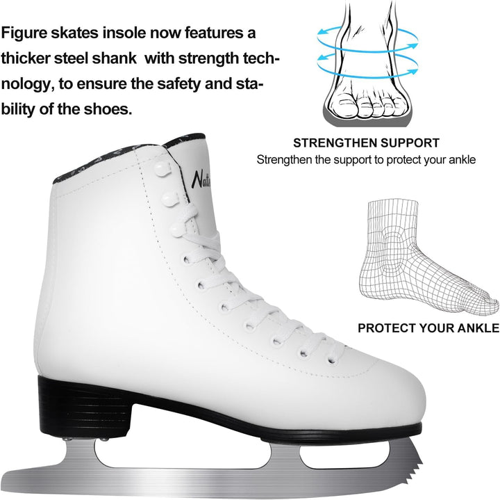 Nattork Eiskunstlaufschuhe Excellence – Edelstahlkufen für verbesserte Unterstützung, Stärke, Leistu