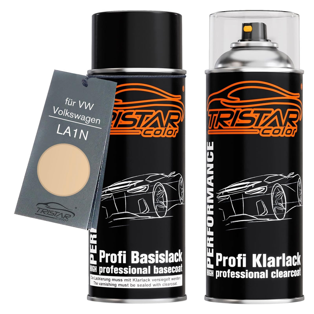 TRISTARcolor Autolack Spraydosen Set für VW/Volkswagen LA1N Nevadabeige/Nevada Beige Basislack Klarl
