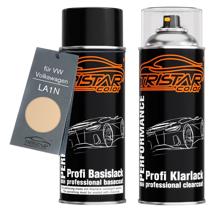 TRISTARcolor Autolack Spraydosen Set für VW/Volkswagen LA1N Nevadabeige/Nevada Beige Basislack Klarl