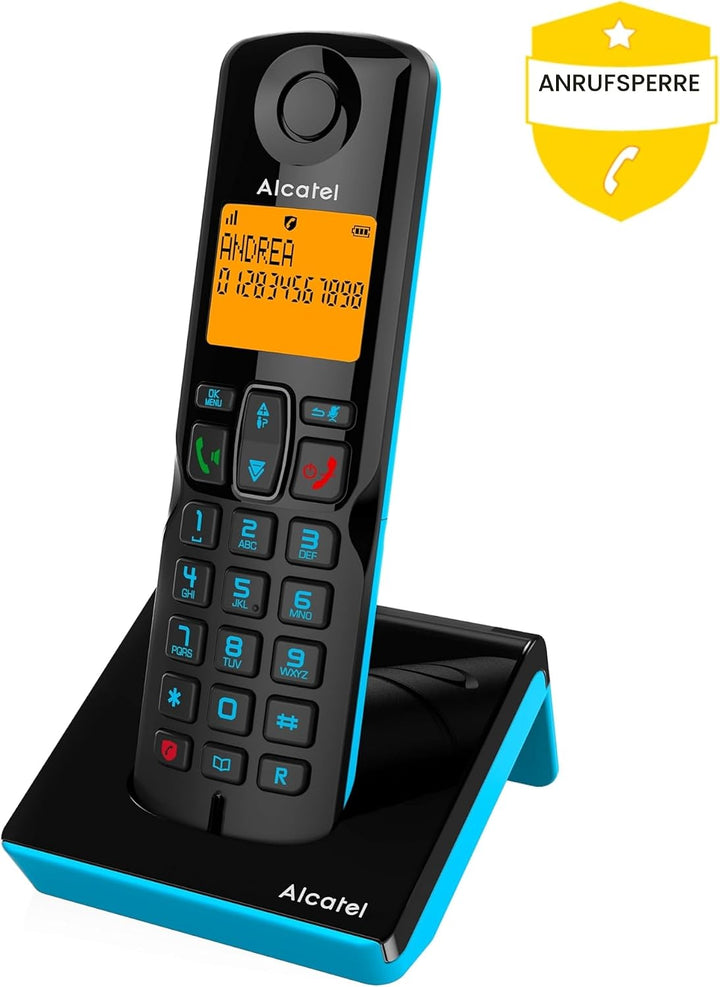 Alcatel S280 Schwarz und Blau, Freisprecheinrichtung, Anrufsperre, Telefonbuch mit 50 Namen und Numm