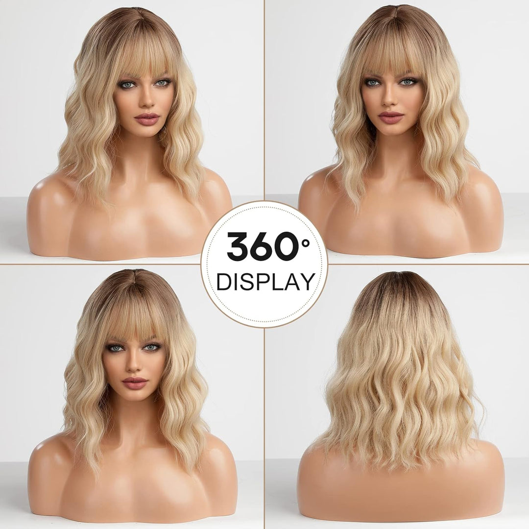 HAIRCUBE Kurze Charming Bob mit Bangs Perücken für Frau Natur Hitzebeständige Synthetische Faser Par