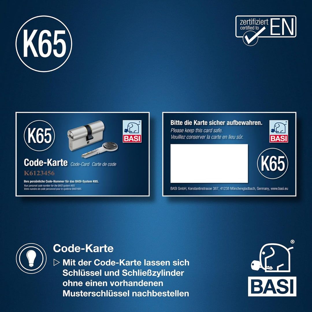 BASI | K65 Profilzylinder System | Konfigurator für Schliesszylinder | nach Wunsch frei kombinierbar