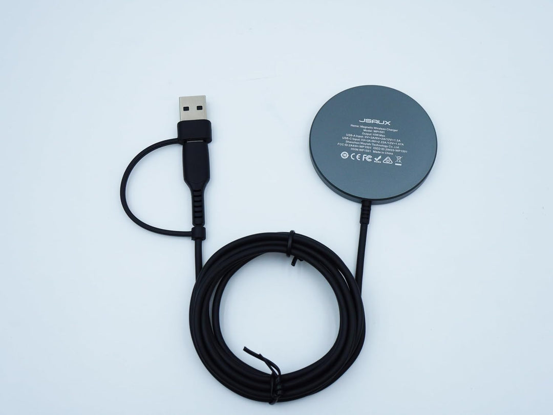 JSAUX 15W Mag-Safe Ladegerät Magnetisches Kabelloses Wireless Charger Pad Induktive Ladestation Komp
