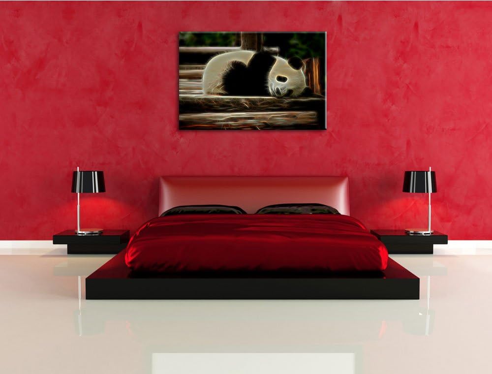 Dark süsser kleiner Pandabär NewArt Format: 100x70 cm auf Leinwand, XXL riesige Bilder fertig gerahm