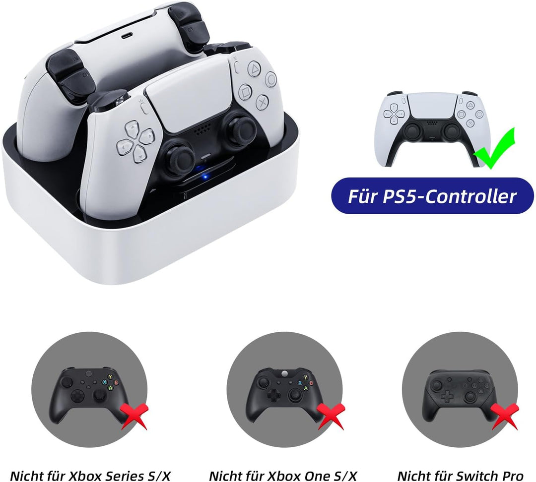 Mcbazel Ladestation PS5 Controller, PS5, Doppel-Ladegerät, Schutz gegen Überhitzung, dreifacher Schu