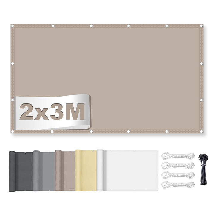 Sonnensegel Wasserdicht Rechteckig mit Ösen 2x3M, Markisenstoff 95% UV Schutz, Sonnenschutz Markise
