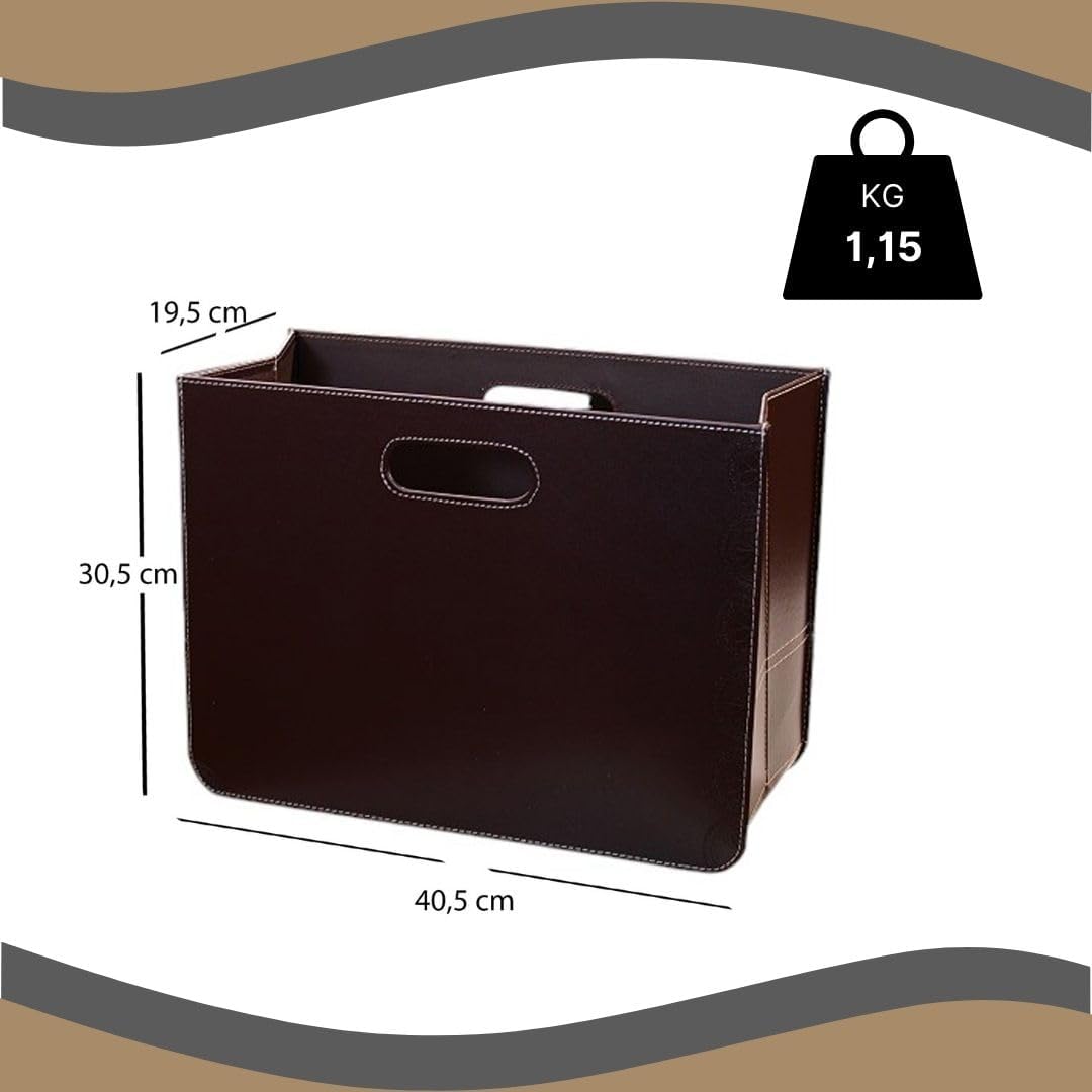 Design ZEITUNGSKORB Business | Kunstleder, 40,5x30,5x19,5 cm (BxHxT), Braun | Faltbarer Zeitschrifte