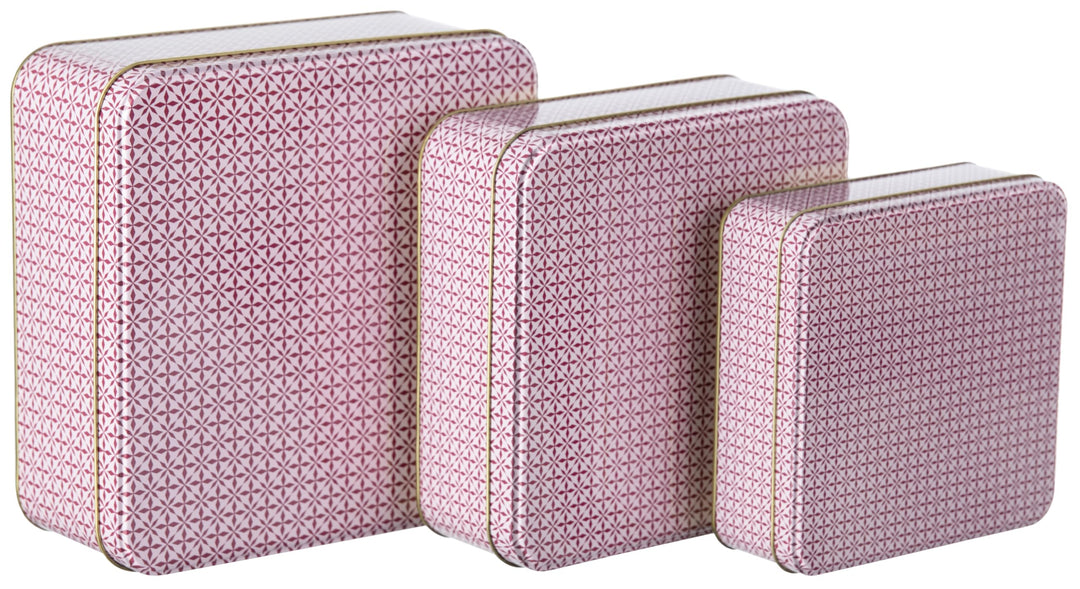 Brandsseller 3er Set Keksdose Rosa/Pink Eckig Weihnachtsdose Plätzchendose Gebäckdose Aufbewahrungsd
