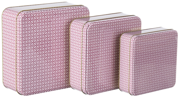 Brandsseller 3er Set Keksdose Rosa/Pink Eckig Weihnachtsdose Plätzchendose Gebäckdose Aufbewahrungsd