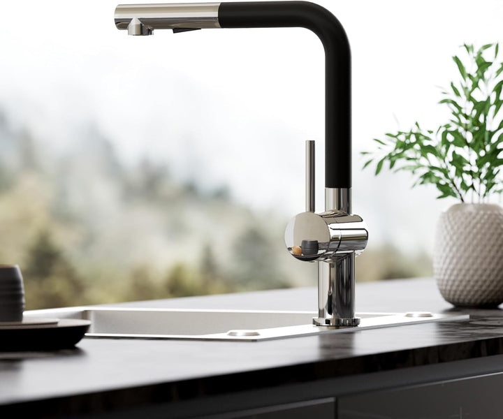 CECIPA Wasserhahn Küche, Küchenarmatur Ausziehbar mit Zwei Strahlmodi, Einhebel Mischbatterie für Sp