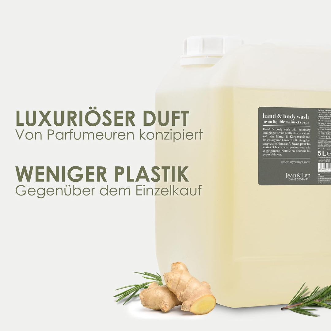 Jean &amp; Len Handseife Rosemary &amp; Ginger, Rückfettende Wirkung, Ohne Parabene &amp; Silikone, Nachfüllkani
