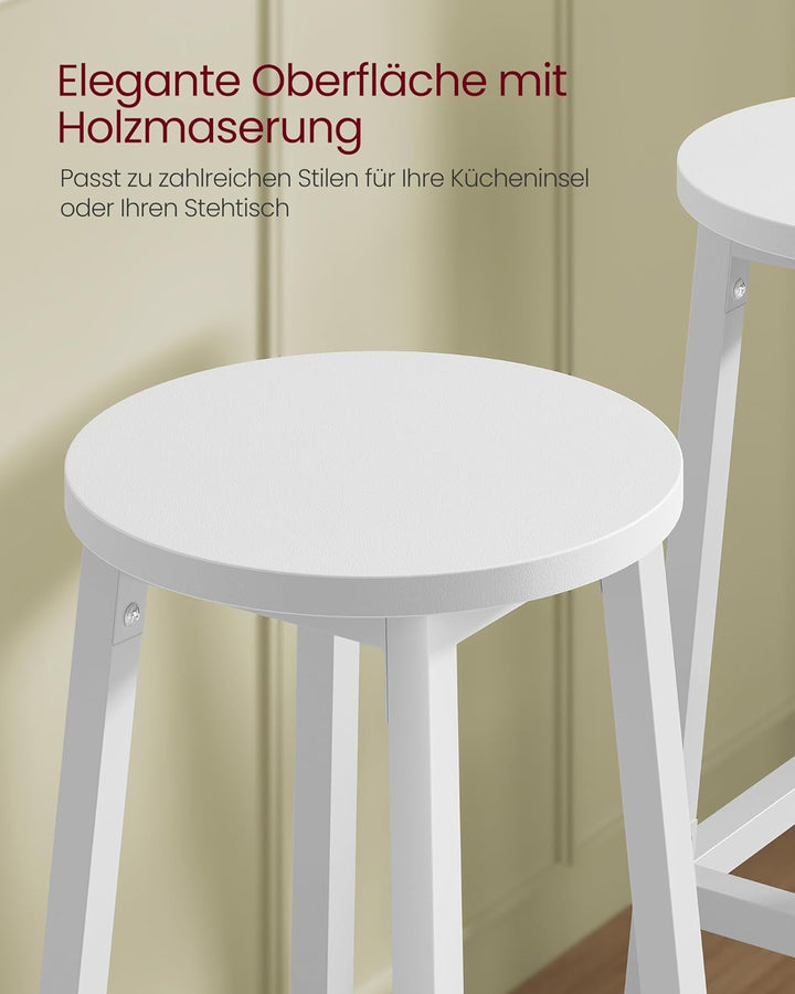 VASAGLE Barhocker, 2er Set, Barstühle, Küchenstühle mit Metallgestell, einfache Montage, 65 cm hoch,