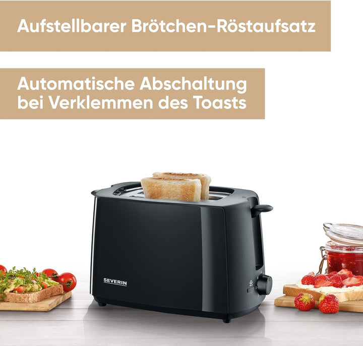 SEVERIN Automatik-Toaster, Toaster mit Brötchenaufsatz, hochwertiger Toaster mit Krümelschublade und