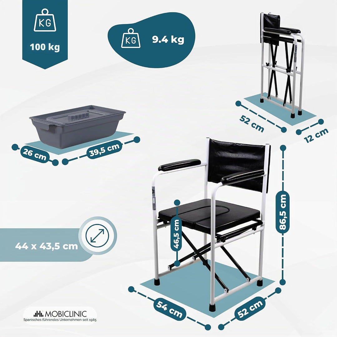 Mobiclinic, Toilettenstuhl, Ebro, Europäische Marke, Toilettensitz für Ältere und Behinderte, WC Sit