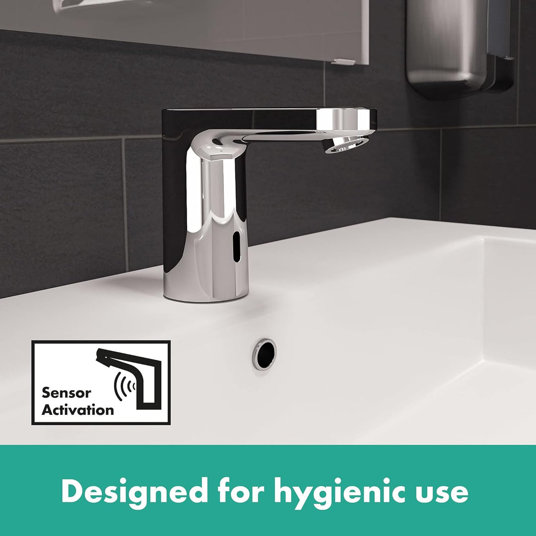 hansgrohe electronic basin mixer Vernis Blend, bathroom faucet with spout height 100 mm, chrome, bat