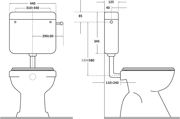 Kassette DELTA 2 Aussentoiletten LT3/9 komplett mit Doppelauslass mit Wasserhahn