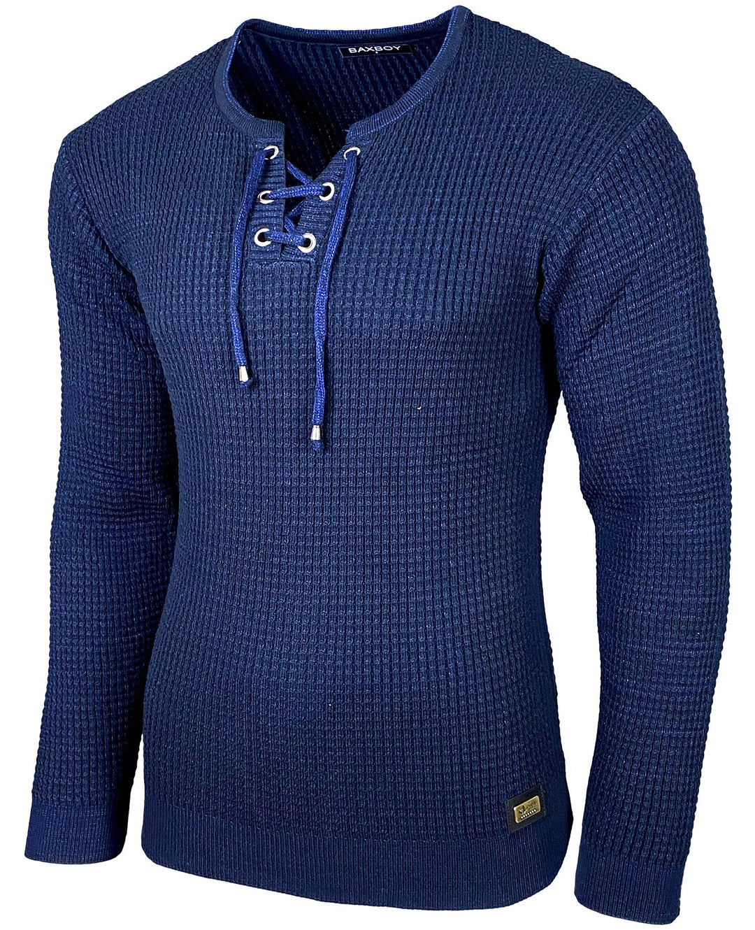 Baxboy Herren Pullover Slim Fit Rundhals Strick-Pullover Rundkragen Moderner Longsleeve in Feinstric
