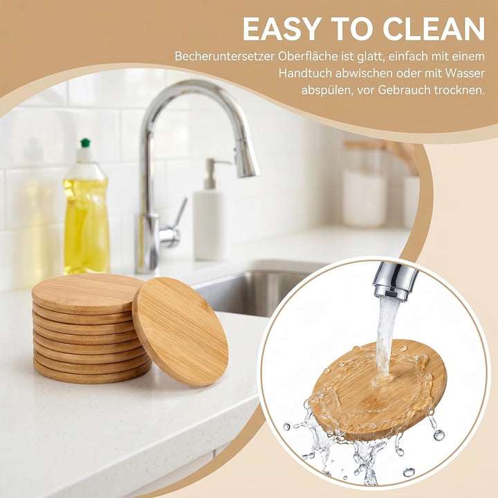 12 Stück Kerzenhalter Holz,Round Holzuntersetzer Mosaik Untersetzer Bastelset Bambus Untersetzers 9,