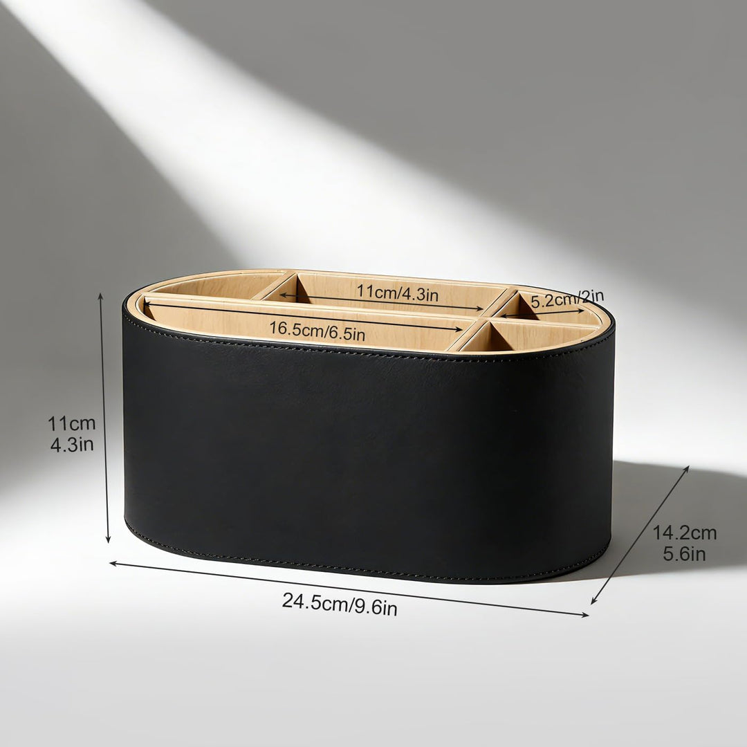 KINGFOM Schreibtisch Organizer aus Leder, Stiftehalter mit 5 Fächern, Ovaler Büro Organizer für Stif