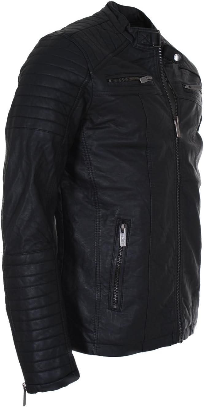 Redbridge Herren Übergangsjacke Kunstleder Jacke Biker Vintage schwarz Grösse XL