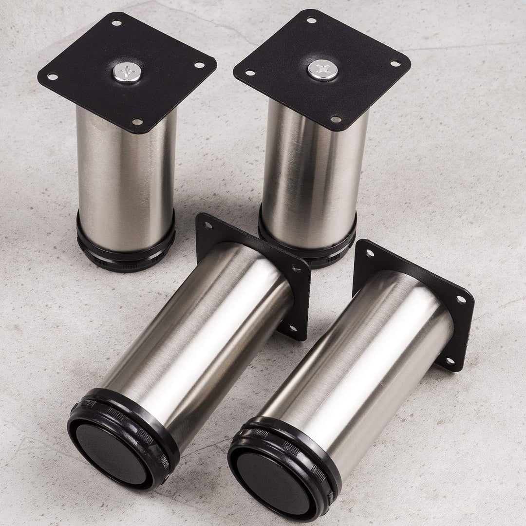 Stahlia Möbelfüsse Edelstahl verstellbar (4er Set) Ø50mm | Höhe: 100mm (+20mm) Schrankfüsse für Side