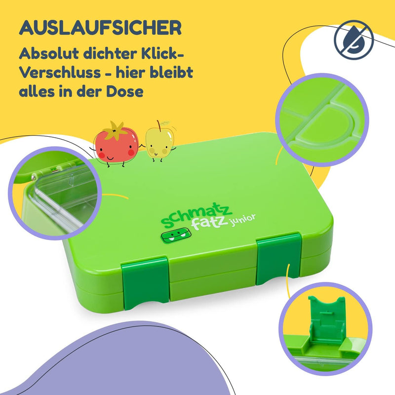 schmatzfatz Lunchbox für Kinder, Lunchbox, Bento-Box, bunt, Brotdose für Kinder, BPA-frei, wasserdic