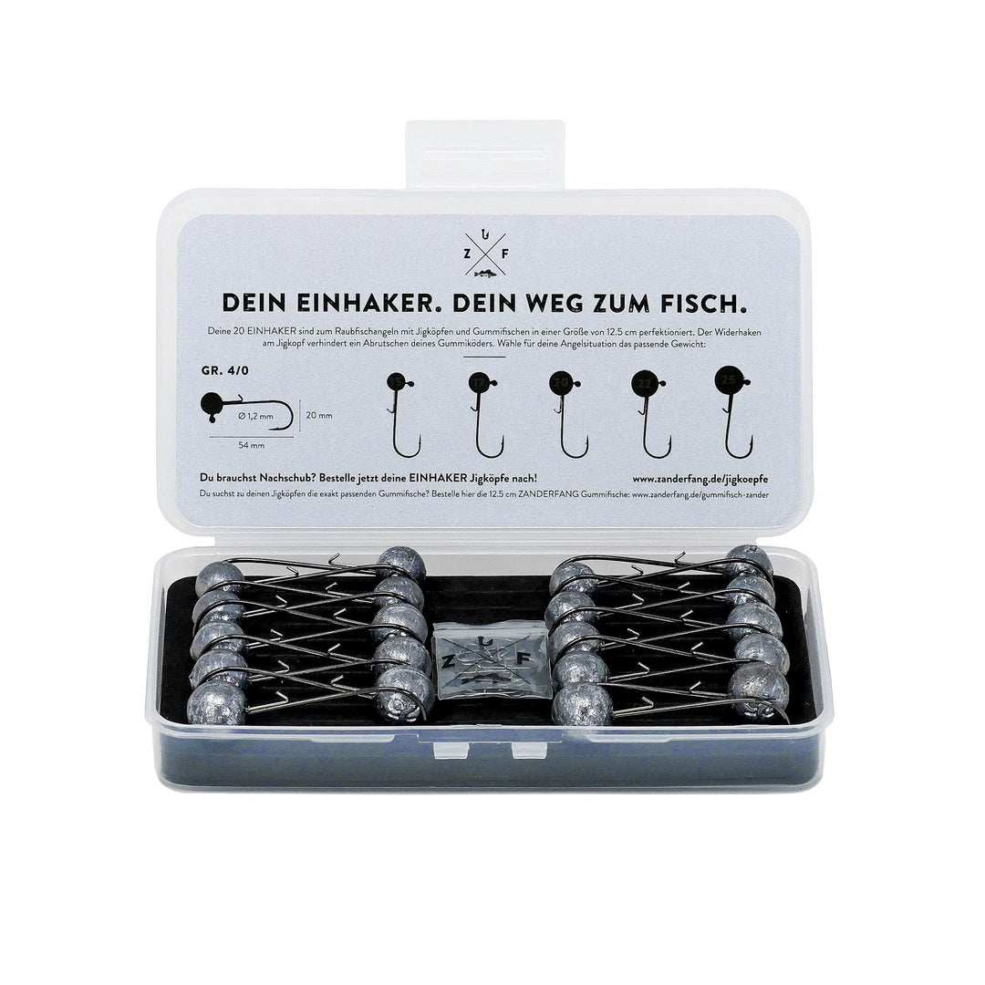 Zanderfang – Jigköpfe Angelhaken-Set Jighaken – Jigkopf Grösse 2/0 und 4/0 für Gummiköder von 8cm bi