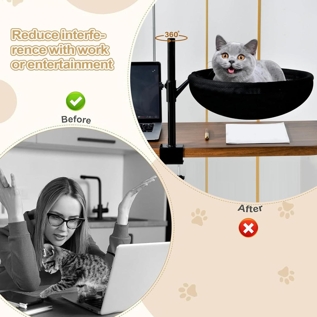 Generisch Katzen Schreibtisch Bett | Indoor Katzenschlafplatz Schreibtischliege - 360° Drehbares Möb