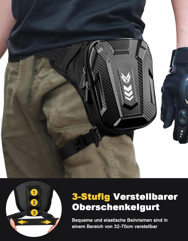 Rolgno Beintasche Motorrad, Bauchtasche Gürteltasche Herren Damen, [Erweiterter Stauraum] Oberschenk