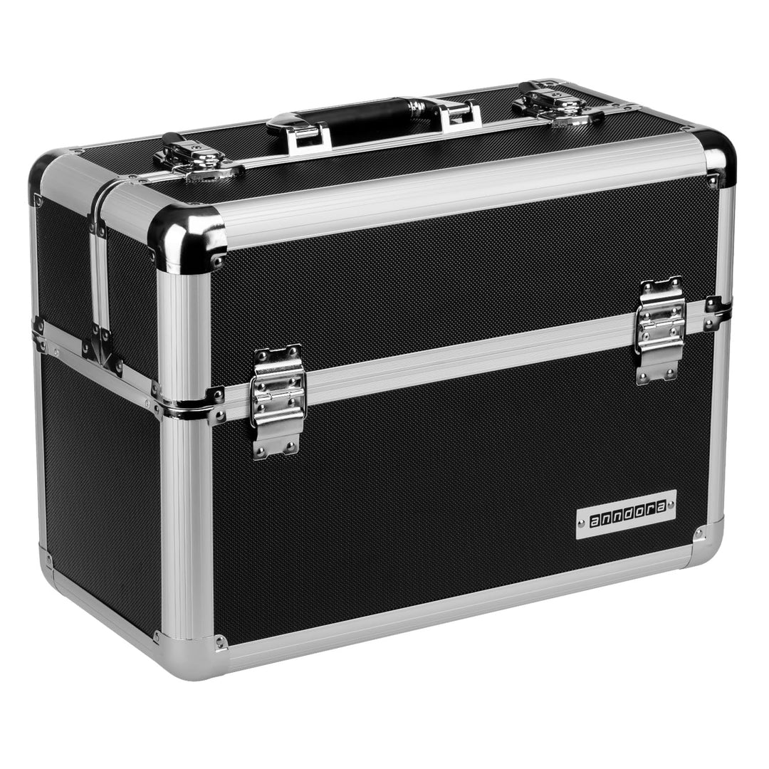 anndora® Werkzeugkoffer 24L Präsentationskoffer Etagenkoffer Schwarz + Schlüssel, Schwarz