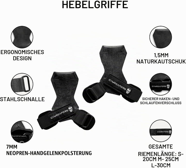 Gymreapers Gewichthebergriffe (Paar) für schweres Powerlifting, Kreuzheben, Rudern, mit Neopren gepo