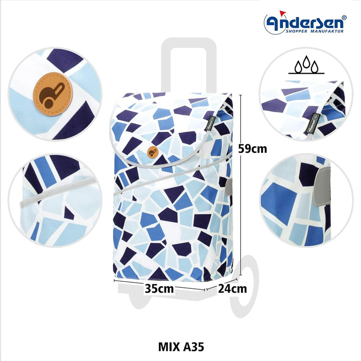 ANDERSEN Einkaufstrolley - Scala Shopper Mix A35 | mit Flüsterrädern, klappbar, aus Stahl, bis 40 kg
