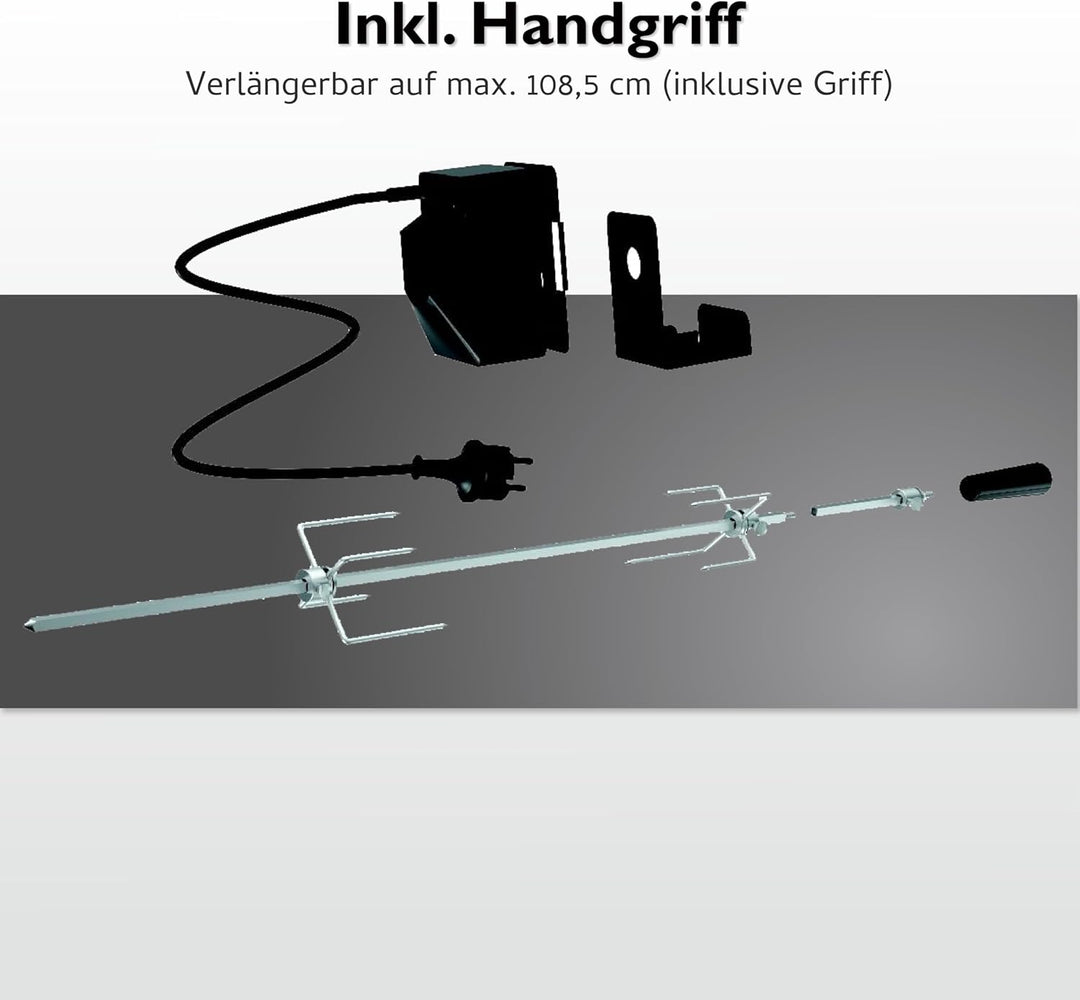 tepro Grillzubehör Universal Grillspiess-Set für Netzbetrieb aus Edelstahl, Netzbetrieb