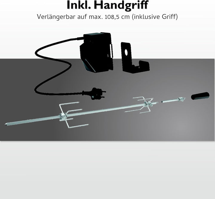tepro Grillzubehör Universal Grillspiess-Set für Netzbetrieb aus Edelstahl, Netzbetrieb
