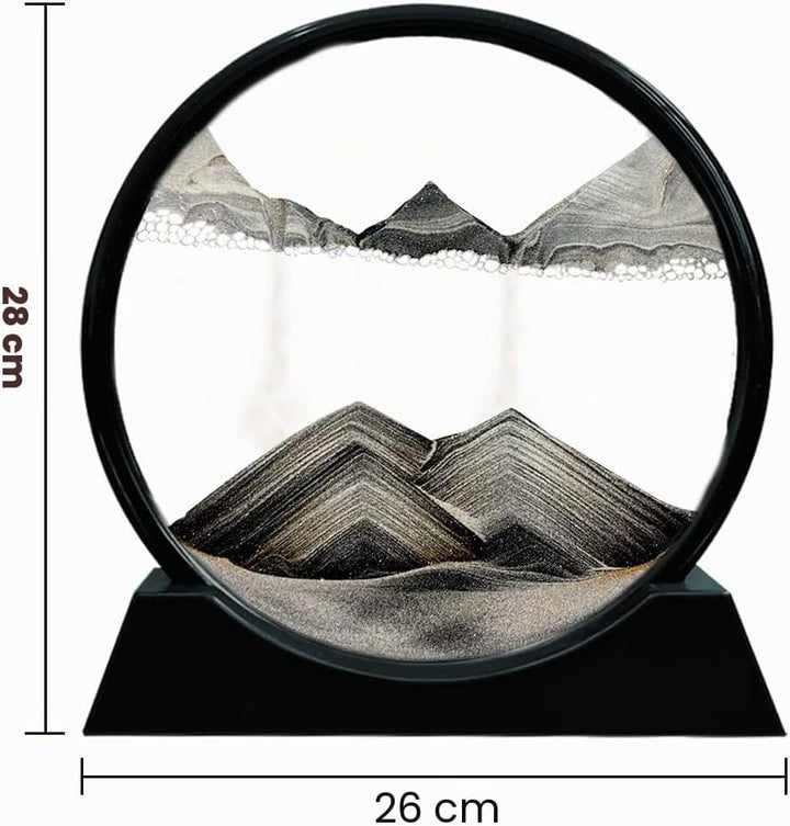Aoderun Sandbilder Zum Drehen 3d Sanduhr Büro Deko Sand Rundes Glas Fliessender Sand Rahmen Beweglic