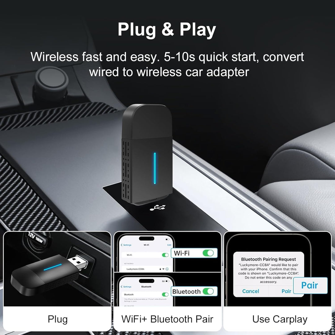 EZoneTronics 2-in-1 Carplay & Android Auto Wireless Adapter, Convert Wired to Wireless Carplay Adapt