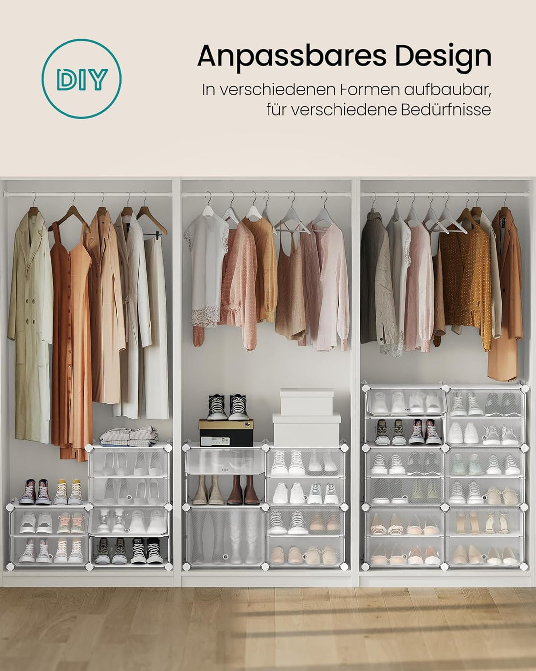 SONGMICS Schuhregal, Schuhschrank, für Garderobe und Eingangsbereich, anpassbar, 4 Fächer, für bis z
