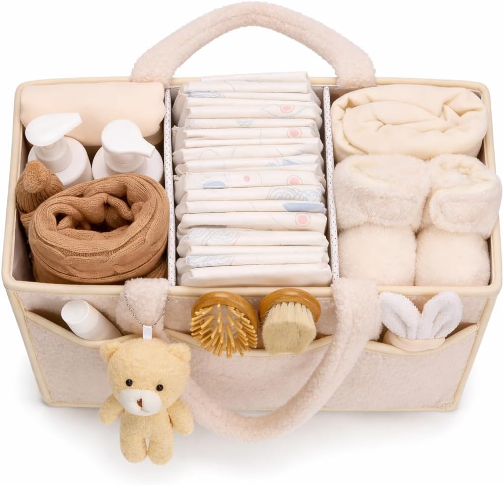 Baby-Windel-Caddy Organizer für Wickeltisch, Baby-Aufbewahrungskorb für Windeln und Feuchttücher, Ge