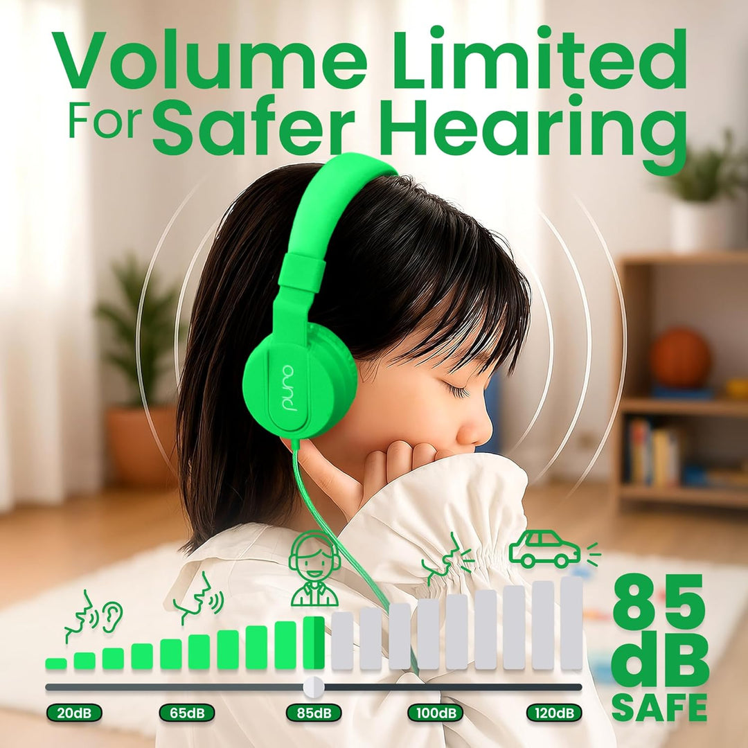 Puro Sound Labs PuroBasic Volume Limiting Wired Headphones for Kids, Boys, Girls 2+ Foldable & Adjus