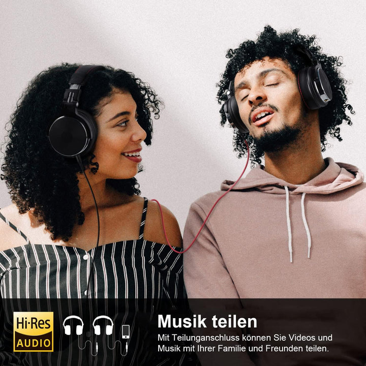 OneOdio Over Ear Kopfhörer mit Kabel, HiFi Studiokopfhörer mit Hi-Res, 50mm Treiber, Share-Port, Gro