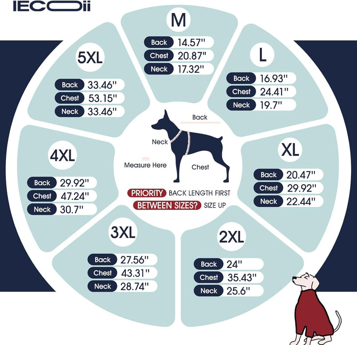 IECOii Regenmantel Hund wasserdicht Full-Body 4-Leg mit versteckter Kapuze,Reissverschluss und Built